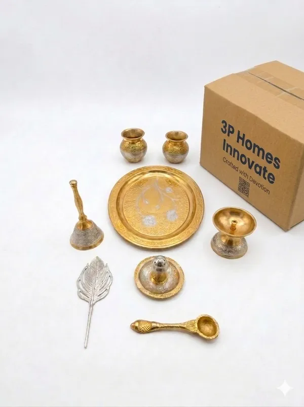 Gold-Toned_Traditional_Pooja_Thali_Set