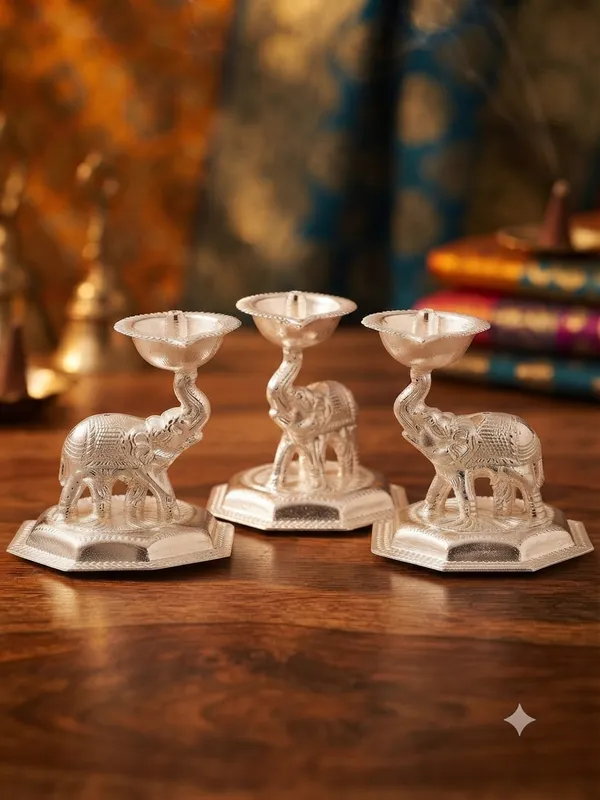 Pure_German_Silver_Elephant_Diya_(Pack_of_3)