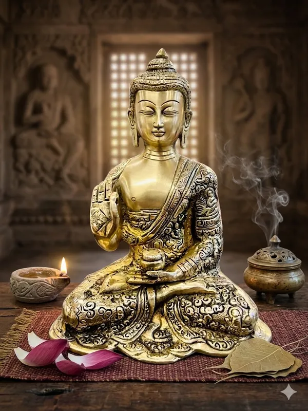 Gold_Tone_Ornate_Seated_Buddha_Figurine