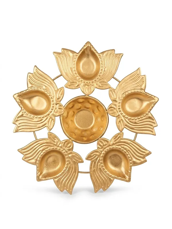 Gold_Finish_Lotus_Diya_Wall_Hanging