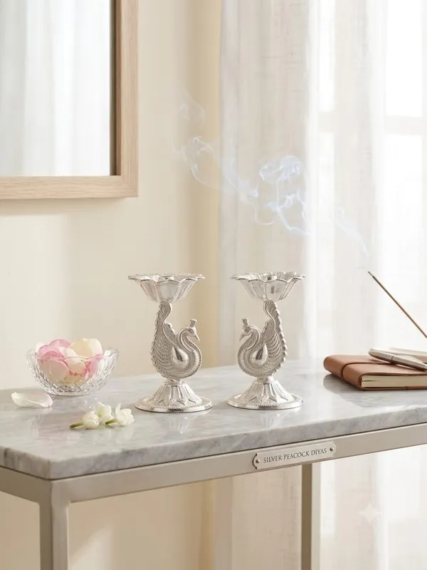 Pure_German_Silver_Peacock_Diya_-_Pack_of_2