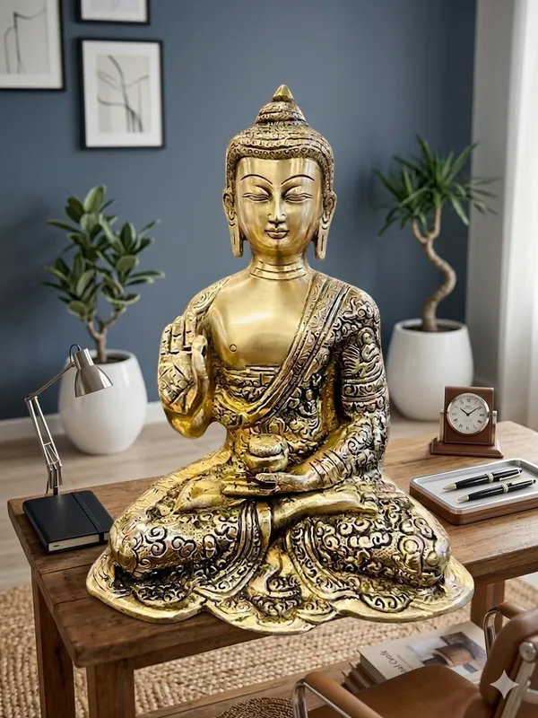 Gold_Tone_Ornate_Seated_Buddha_Figurine