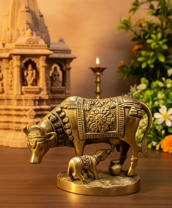 Gold_Tone_Traditional_Cow_And_Calf_Figurine_Gift_Set