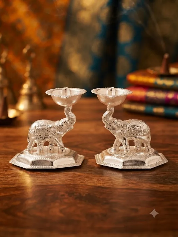 Pure_German_Silver_Elephant_Diya_(Pack_of_2)