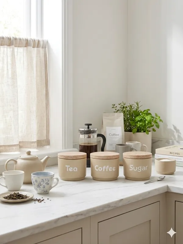 Beige_Tea_Coffee_Sugar_Container_Set_With_Wood-Effect_Lids
