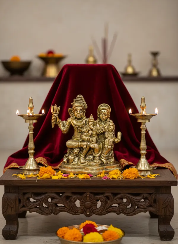 Gold_Tone_Shiva_Parivar_Idol_With_Presentation_Box