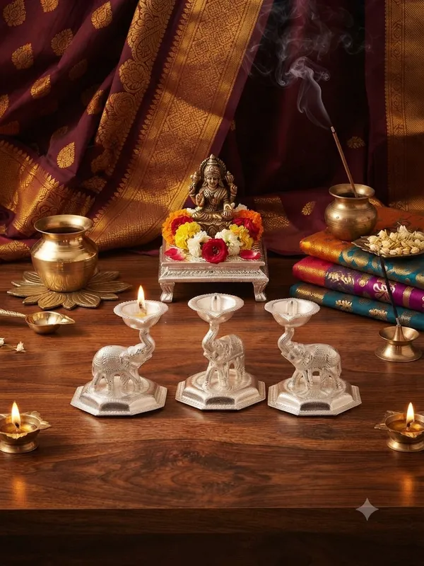 Pure_German_Silver_Elephant_Diya_(Pack_of_3)