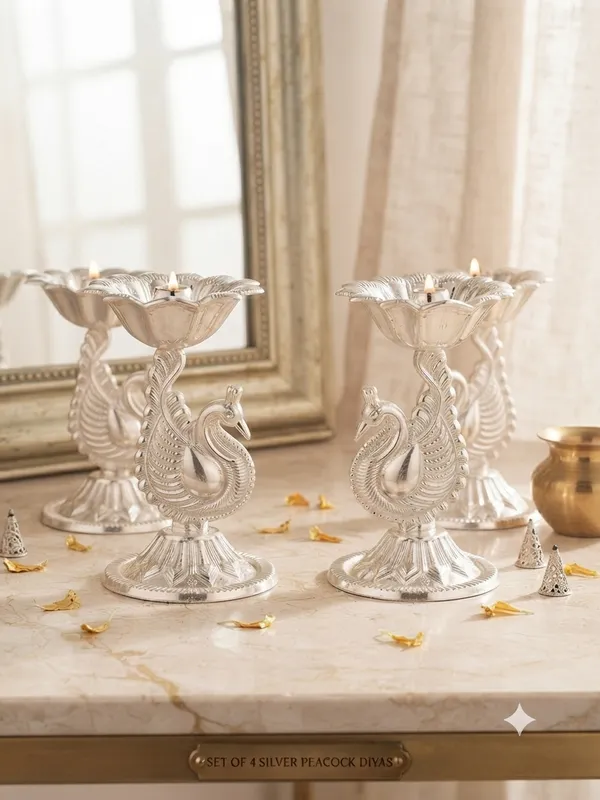 Peacock_Diya_(Pack_of_4)_-_Pure_German_Silver