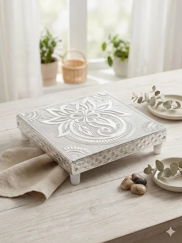 Silver_Traditional_Floral_Embossed_Decorative_Chowki