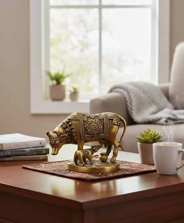 Gold_Tone_Traditional_Cow_And_Calf_Figurine_Gift_Set