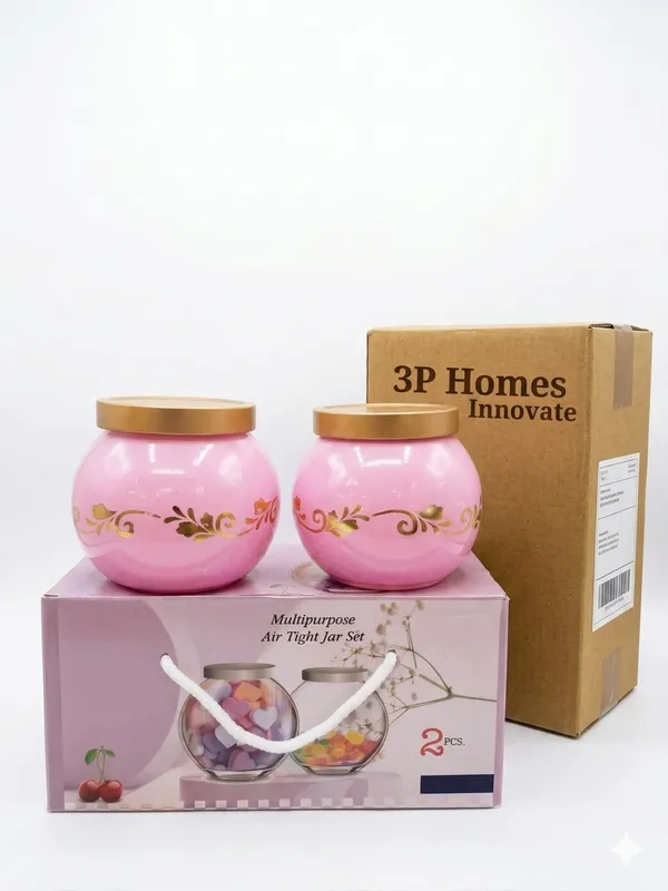 Pink_Floral_Print_Multipurpose_Airtight_Jar_Set