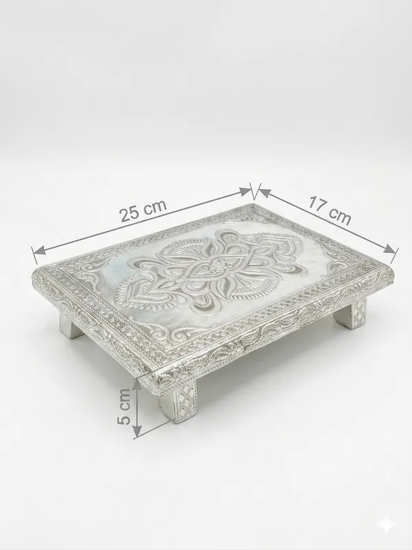 Metal_Traditional_Embossed_Floral_Design_Pooja_Chowki