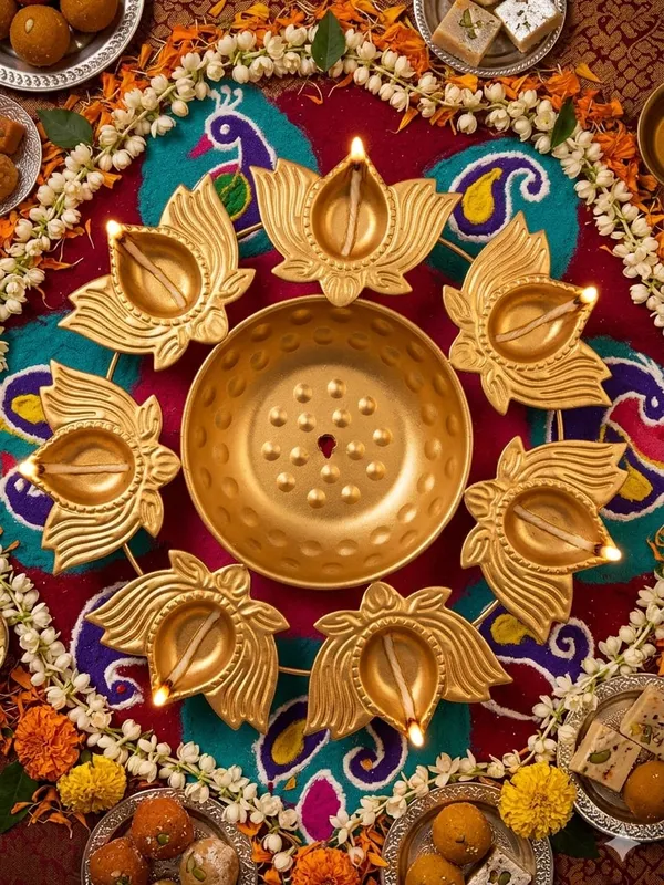 Gold_Tone_Lotus_Diya_Decorative_Thali
