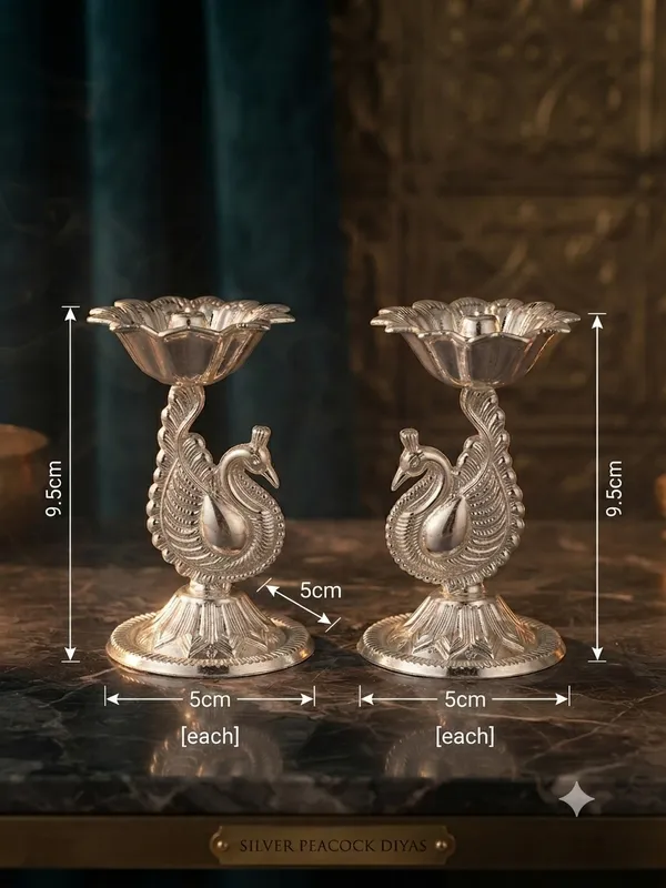 Pure_German_Silver_Peacock_Diya_-_Pack_of_2