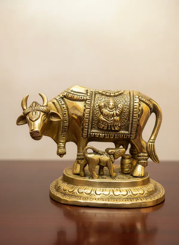 Metallic_Traditional_Bull_And_Calf_Figurine