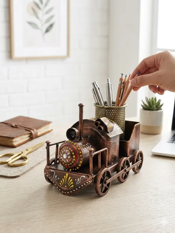 Metal_Train_Design_Pen_Holder