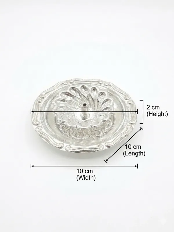 Pure_German_Silver_Puja_Diya_with_attached_plate_(Pack_of_4)