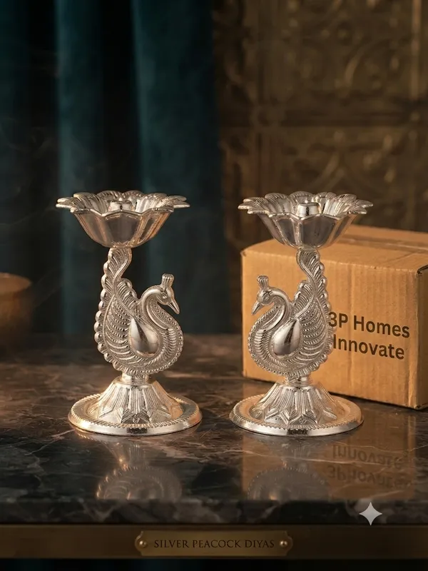 Pure_German_Silver_Peacock_Diya_-_Pack_of_2