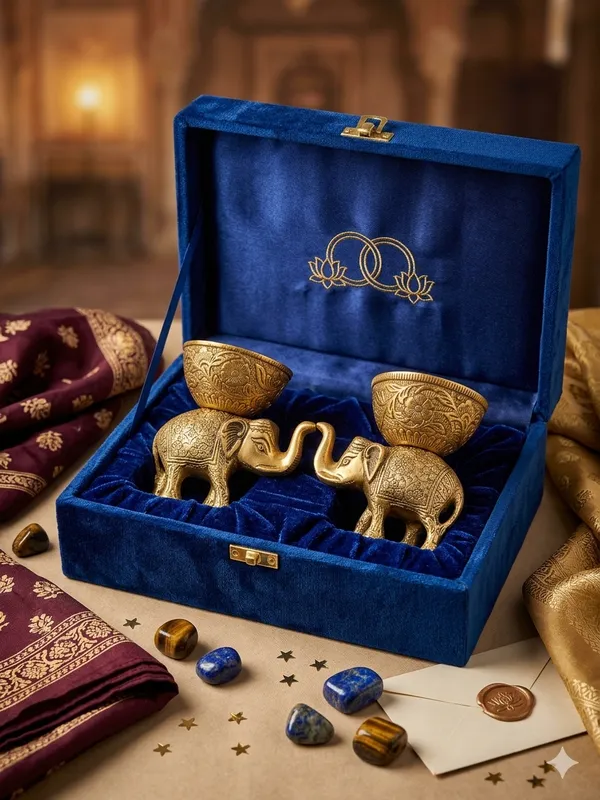 Gold_Tone_Elephant_Bowl_Showpiece_Set
