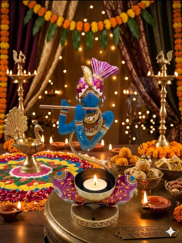 Metal_Krishna_Decorative_Tealight_Holder