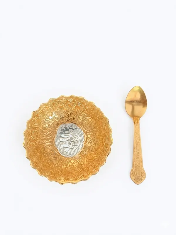Gold_Floral_Pattern_Bowl_And_Spoon_Serving_Set
