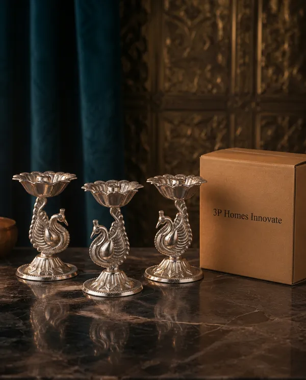 Pure_German_Silver_Peacock_Diya_-_Pack_of_3