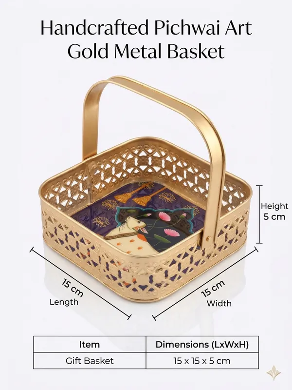 Gold_Metal_Handcrafted_Pichwai_Art_Gift_Basket
