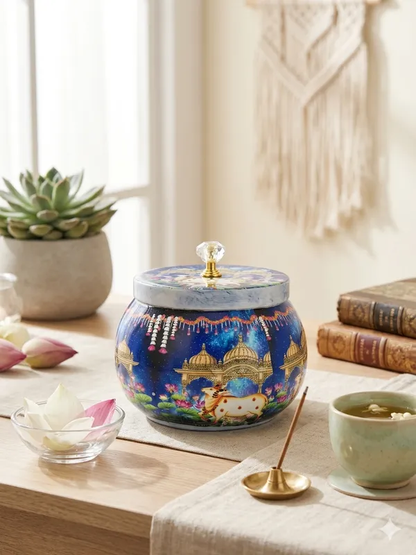 Temple_Motif_Printed_Round_Decorative_Storage_Jar