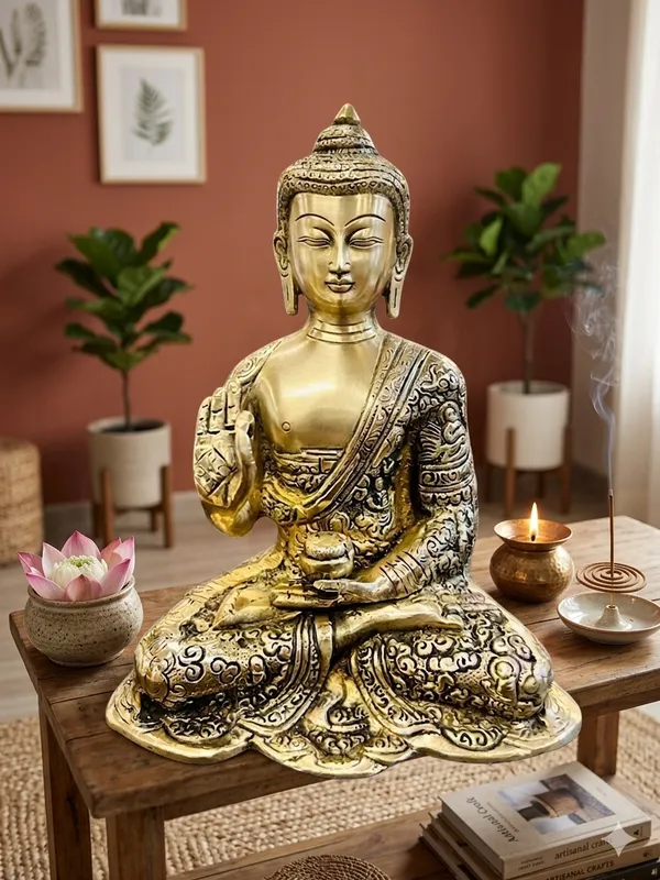 Gold_Tone_Ornate_Seated_Buddha_Figurine