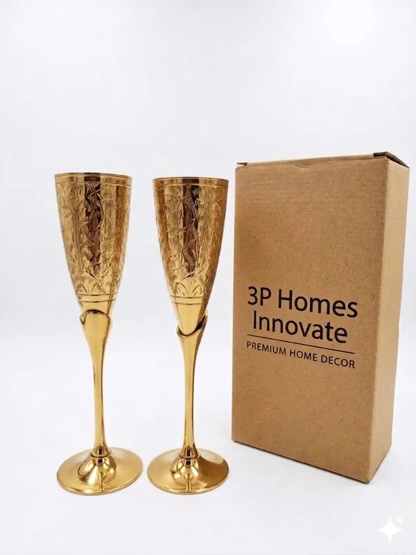 Gold_Tone_Floral_Engraved_Champagne_Flute_Set