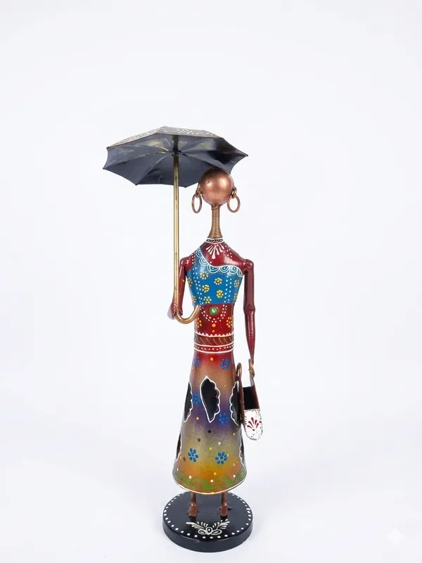 Multicolour_Metal_Lady_Figurine_With_Umbrella