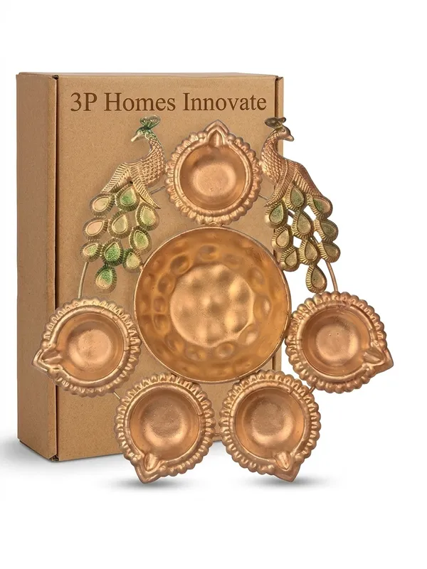Metal_Peacock_Decorative_Diya_Set
