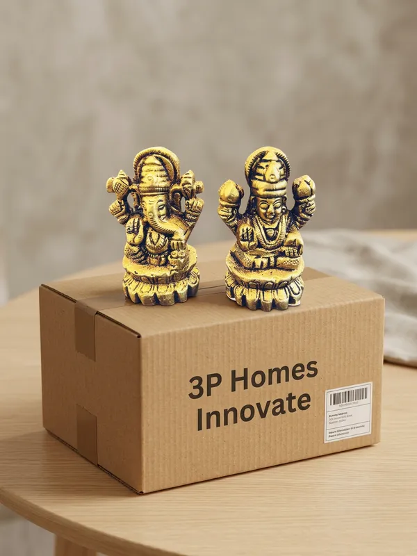 Gold_Tone_Religious_Ganesh_Lakshmi_Idol_Set