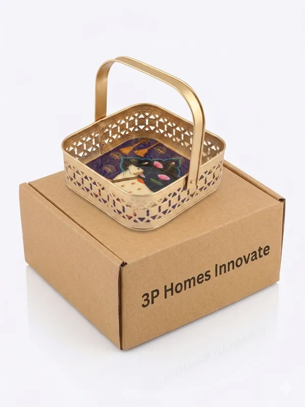 Gold_Metal_Handcrafted_Pichwai_Art_Gift_Basket