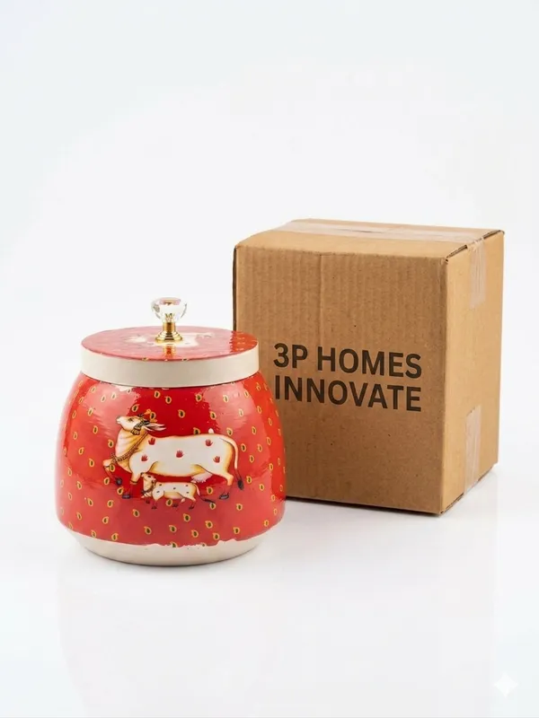 Ceramic_Red_Animal_Motif_Lidded_Storage_Jar