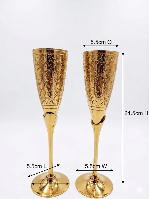 Gold_Tone_Floral_Engraved_Champagne_Flute_Set