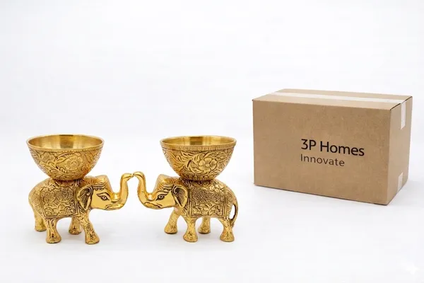 Gold_Tone_Elephant_Bowl_Showpiece_Set