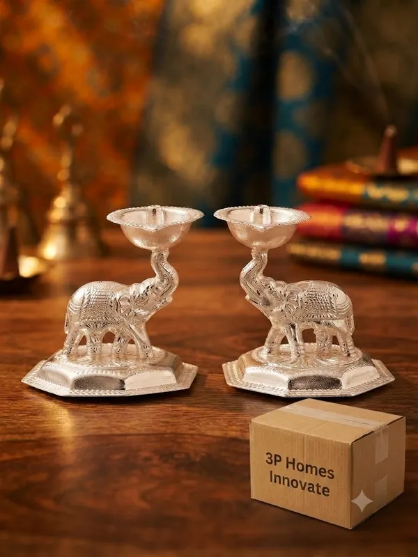 Pure_German_Silver_Elephant_Diya_(Pack_of_2)