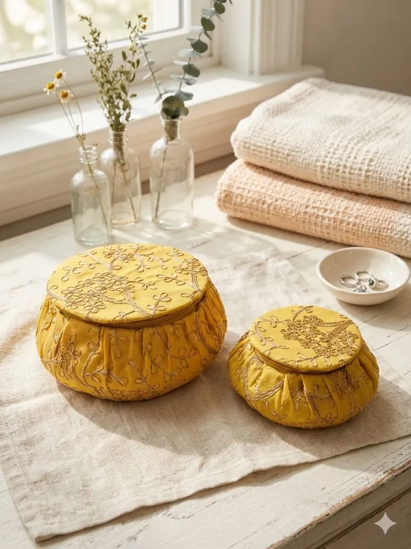 Mustard_Yellow_Embroidered_Round_Pouf_Ottoman_Set