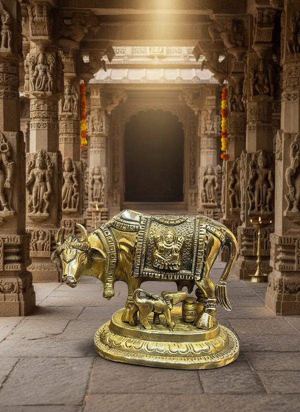 Metallic_Traditional_Bull_And_Calf_Figurine