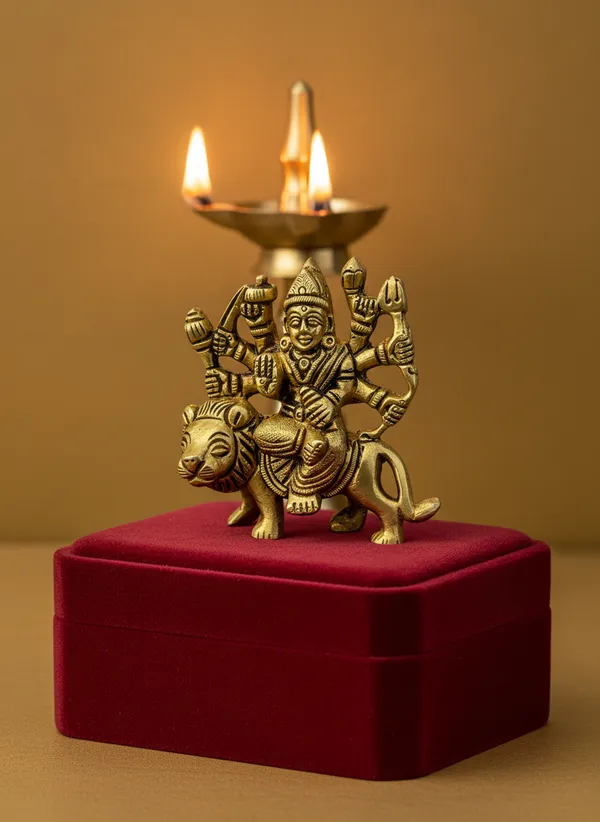 Gold-Tone_Religious_Durga_Idol