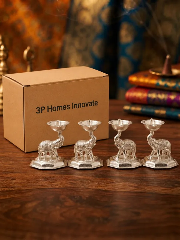 Pure_German_Silver_Elephant_Diya_(Pack_of_4)