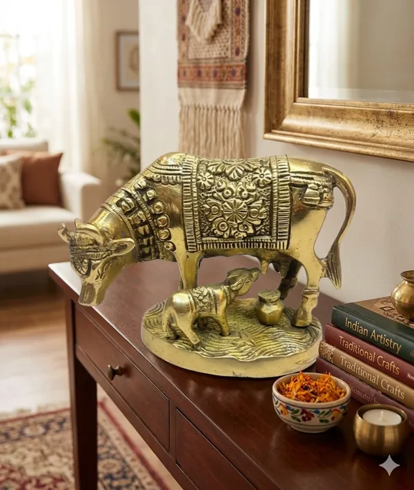 Gold_Tone_Traditional_Cow_And_Calf_Figurine_Gift_Set