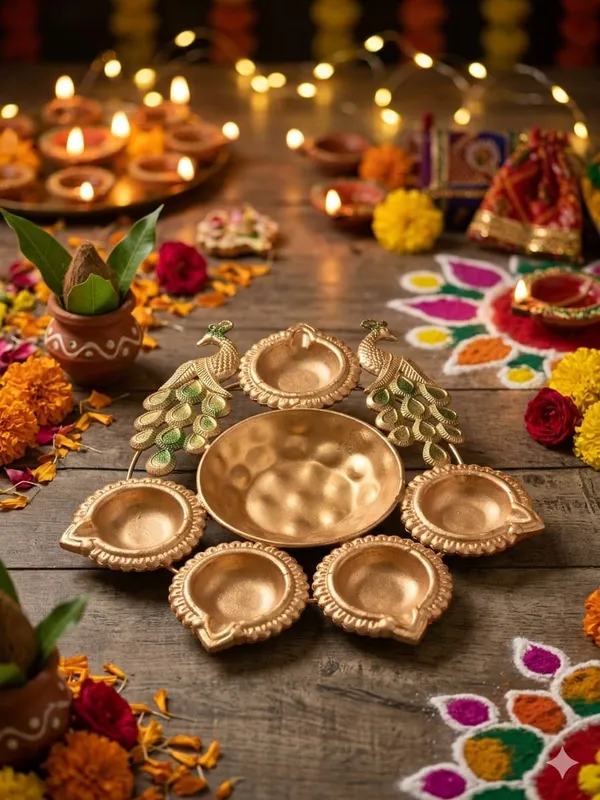 Metal_Peacock_Decorative_Diya_Set