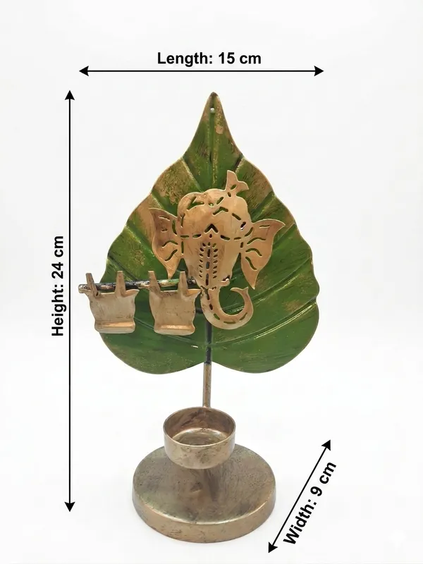 Metal_Diwali_Ganesha_Leaf_Diya_Stand