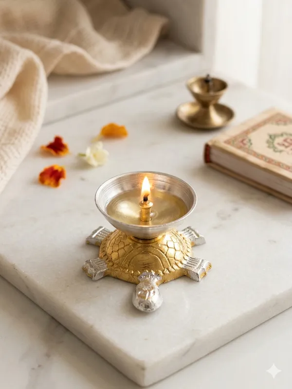 Metal_Turtle_Design_Diya_With_Red_Gift_Box
