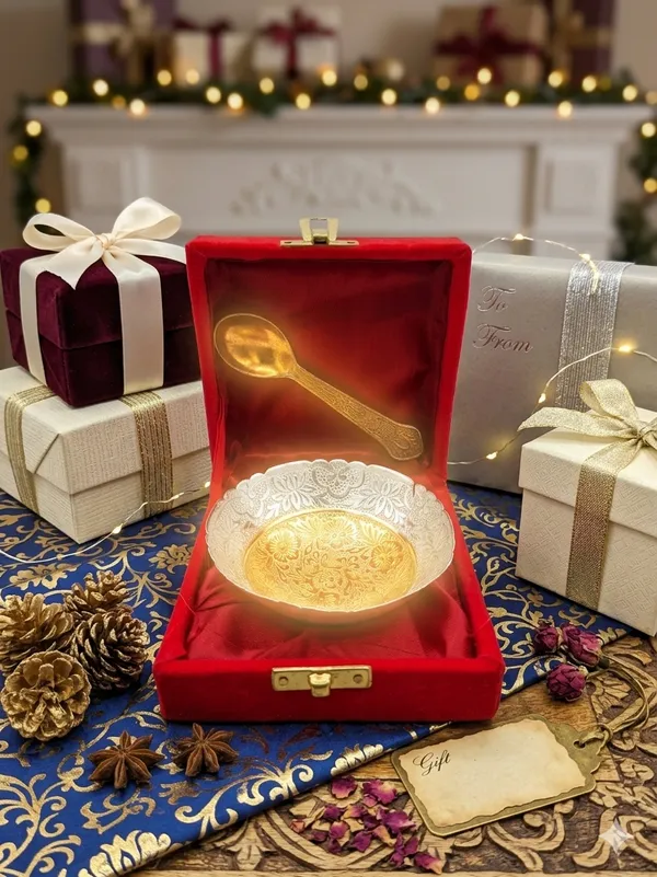 Metal_Floral_Engraved_Bowl_And_Spoon_Set