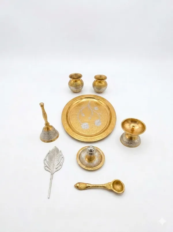 Gold-Toned_Traditional_Pooja_Thali_Set