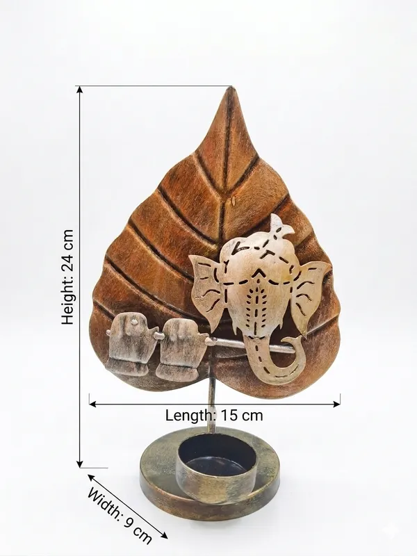 Metal_Ganesha_Leaf_Tealight_Candle_Holder
