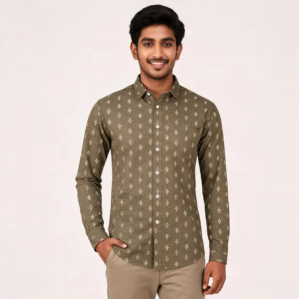 Olive_Textured_Regular_Fit_Shirt_For_Men